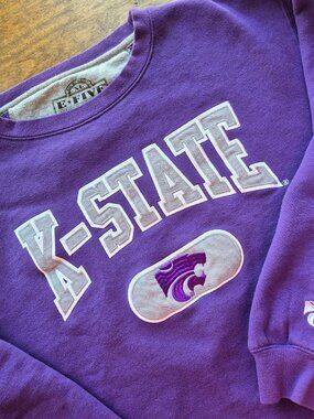 KSU Kansas State Wildcats Mens XL Sweatshirt Purple Logo Powercat E*Five